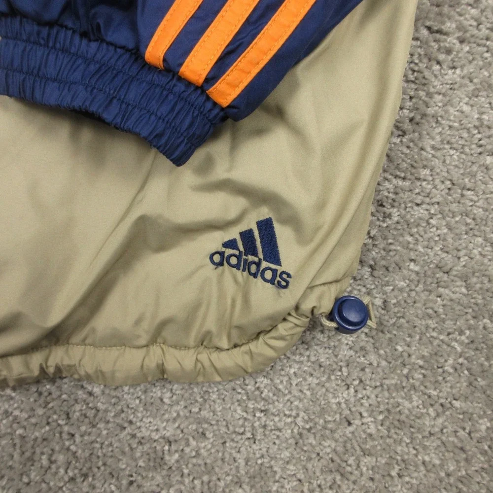 Vintage Adidas Jacket Mens XL Blue Beige Puffer Coat Outerwear Outdoor Pockets